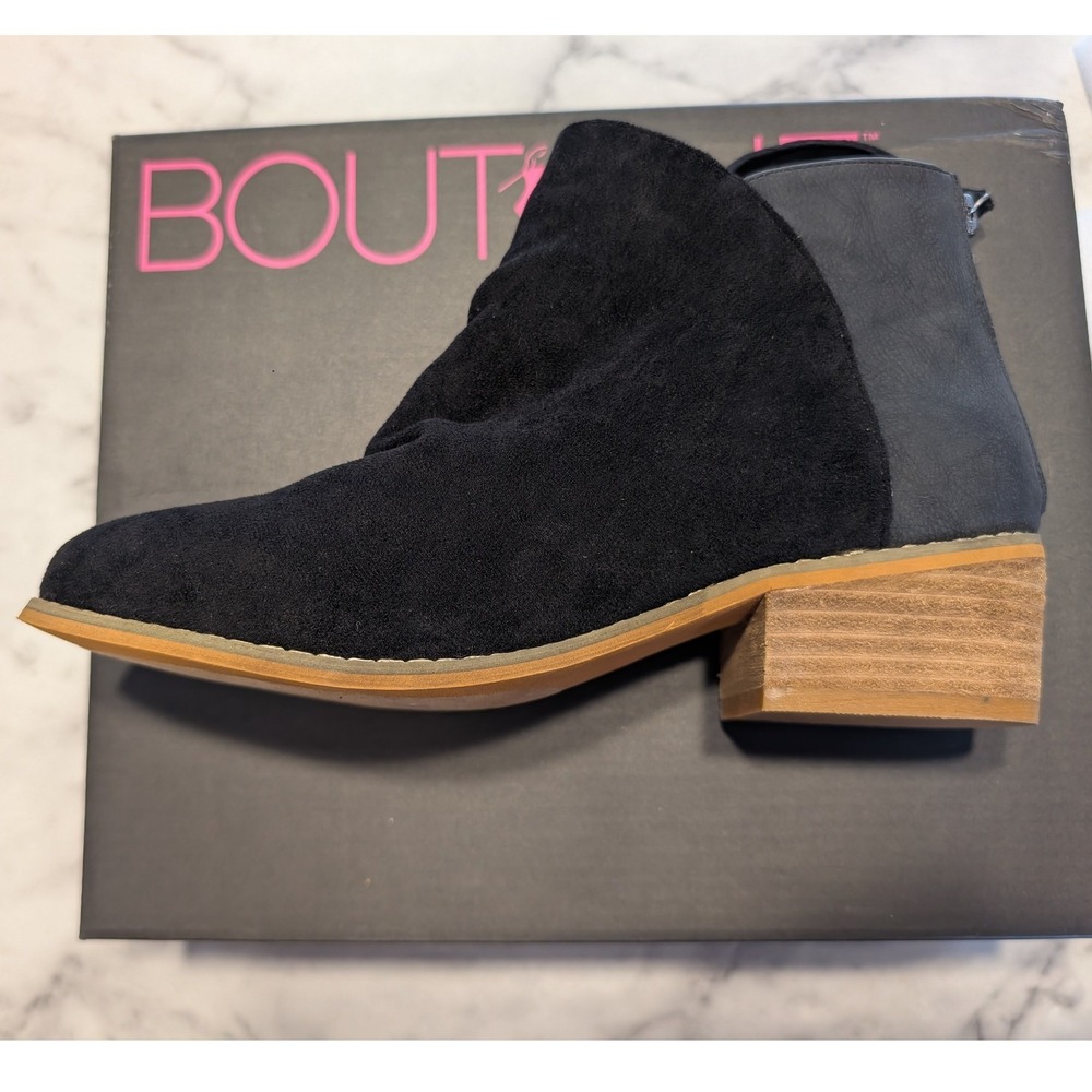 Boutique by Corkys Sis Ankle Boots Women 7 Black New Mixed Media Back Zip Bootie - Picture 5 of 6